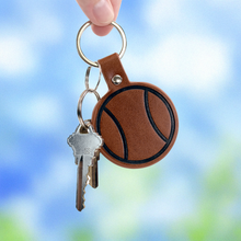 Load image into Gallery viewer, Leather Tennis Ball Keychain - Brown