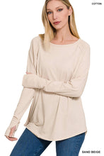 Load image into Gallery viewer, Zenana Cotton Raglan Sleeve Thumbhole Top: MARLIN-174833 / L