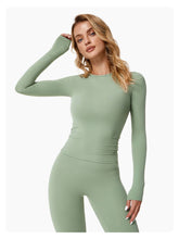 Load image into Gallery viewer, Abigail Buttery Soft Crew Neck Long Sleeve Active Top: Cherry / M