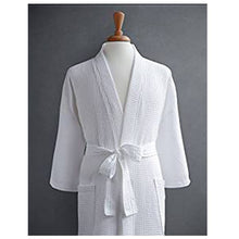 Load image into Gallery viewer, White Waffle Bathrobe Kimono Style: Large / White