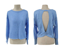 Load image into Gallery viewer, Slouchy wrapped cutout back workout long sleeve Tee: Charcoal / L