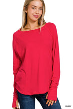 Load image into Gallery viewer, Zenana Cotton Raglan Sleeve Thumbhole Top: MARLIN-174833 / L