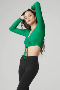 Alo Ribbed Cinch Cropped Long Sleeve